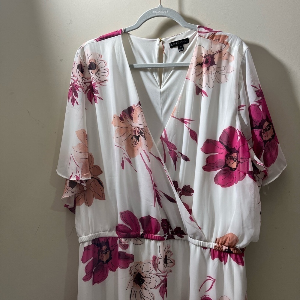 Lane Bryant size 28 floral summer dress elastic waist with belt lined - Picture 11 of 17